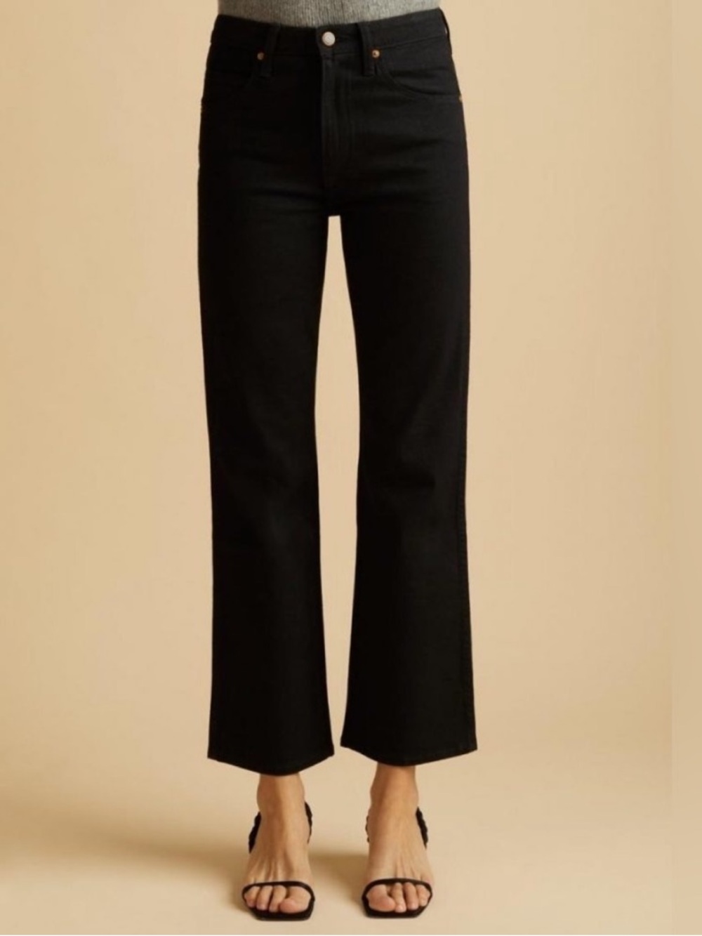 Khaite Vivian High Waist Crop Flare Jeans in Black size 30 ssense designer